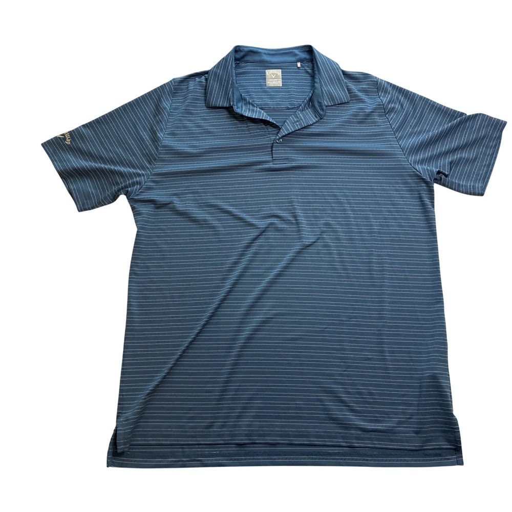 Callaway Opti-Dri Mens XL Blue Striped Short Sleeve Golf Polo Shirt
